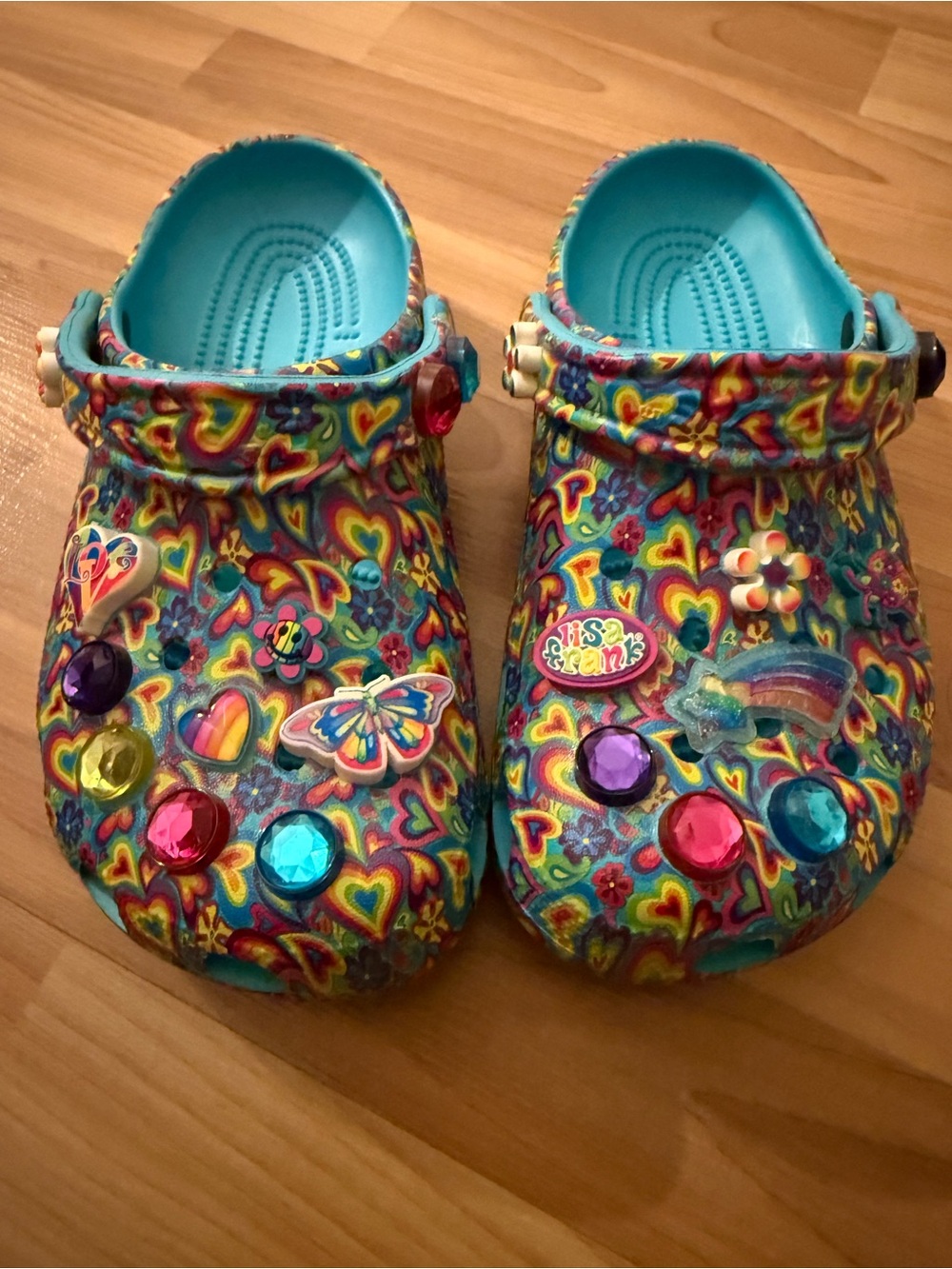 Lisa Frank Crocs Kids Colorful Clog Sandals with Decorative Charms Size Junior 4